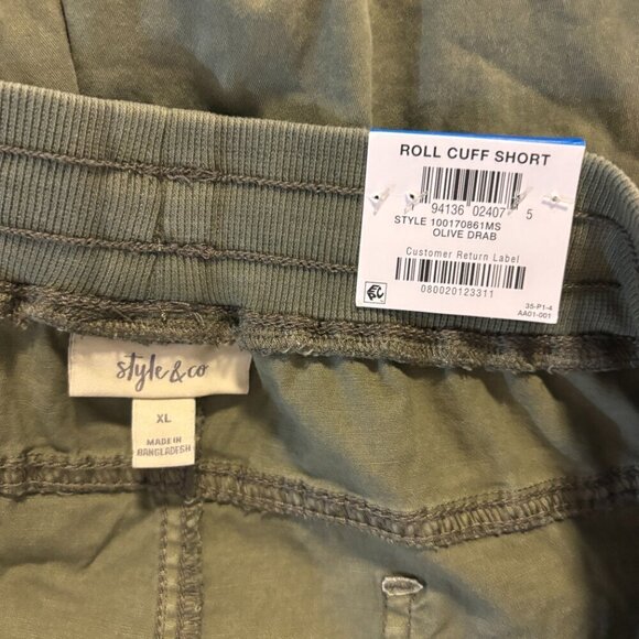 Style & Co. Women's XL Green Drawstring Ribbed-Waistband Cuffed Shorts NWT - Picture 6 of 6